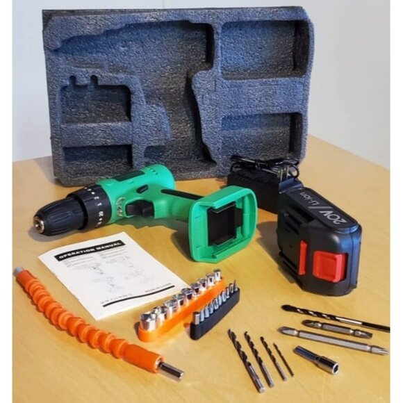 Cordless Brushless Drill, Cordless Drill Set with Charger and Battery - Picture 2 of 2